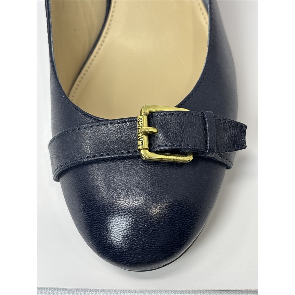 LAUREN Ralph Lauren Saffron Leather Classic Pumps, Blue, Mid-Block Heel Size 9B - Picture 6 of 16